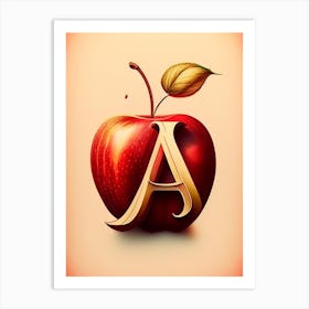 A  Apple, Letter, Alphabet Retro Drawing 1 Art Print