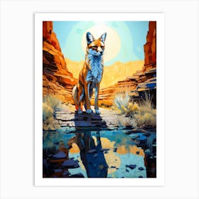 Red Fox Desert Painting 2 Art Print