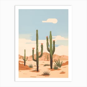 Desert Cactus Landscape Illustration 4 Art Print