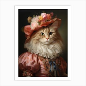 Royal Cat Portrait Rococo Style 7 Art Print