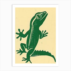 Green Crested Gecko Bold Block 1 Art Print