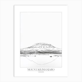 Mount Kilimanjaro Tanzania Line Drawing 3 Poster Art Print