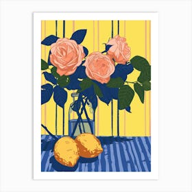 Rose Flowers On A Table   Contemporary Illustration 4 Art Print