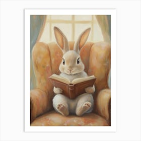 Cute Rabbit Reading A Book Art Print