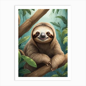 Sloth Relaxing Illustration Art Print