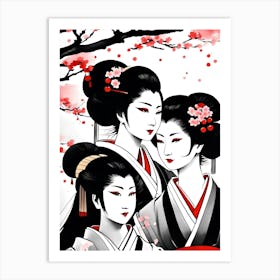 Three Geishas Art Print