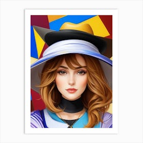 Woman In A Hat - Cubism 7 Art Print