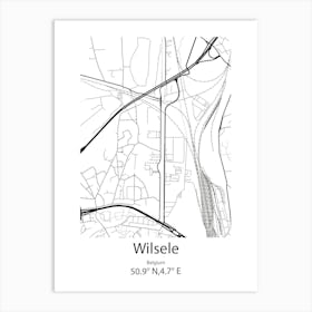 Wilsele,Belgium Minimalist Map Art Print