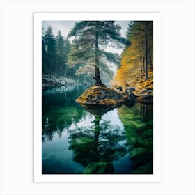 Tree In A Lake Art Print