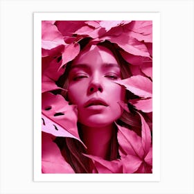 Pink Leaves 1 Art Print