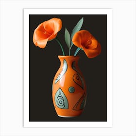 Orange Flowers In A Vase Art Print