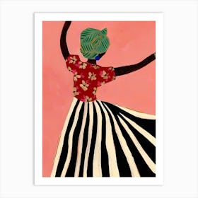 Dancer In Striped Dress Art Print