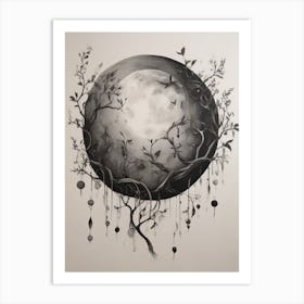 Moon In The Trees Art Print