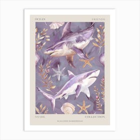 Purple Scalloped Hammerhead Shark 2 Poster Art Print