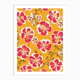 Hibiscus Floral Print Warm Tones2 Flower Art Print