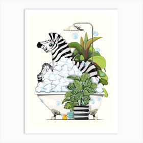 Zebra Bubble Bath Art Print