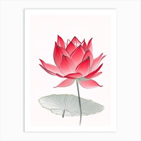 Red Lotus Pencil Illustration 4 Art Print