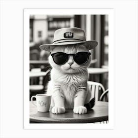 Cat Cafe Por Favor Funny Illustration Kids Kitchen Gift Art Print (1) Art Print