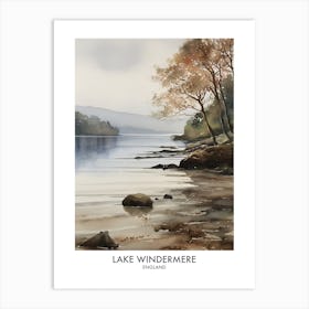 Lake Windermere 2 Watercolour Travel Poster Art Print