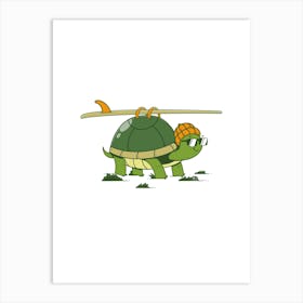 Surfing Turtle Art Print