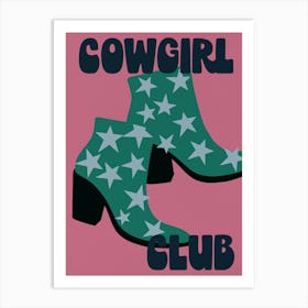 Cowgirl Club (pink and green) Art Print