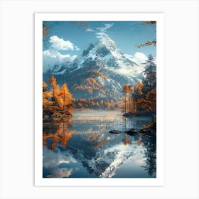 Autumn Trees Reflected In A Lake 1 Art Print