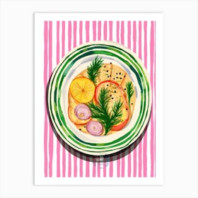 A Plate Of Salad 3 Top View Food Illustration 3 Art Print