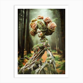 "Surreal Tree Woman with Plant Hair" Art Print