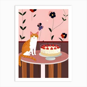 Cat And A Trifle Cake 2 Art Print