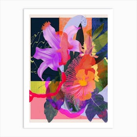 Coral Bells 2 Neon Flower Collage Art Print