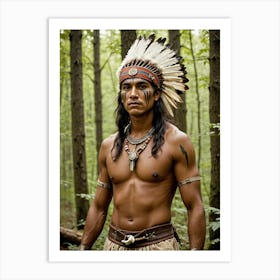 Indian Warrior The Woods Art Print