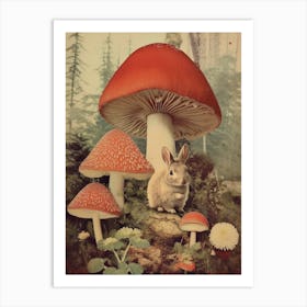 Mushroom And Bunny 3 Art Print