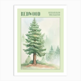 Redwood Tree Atmospheric Watercolour Painting 3 Poster Art Print
