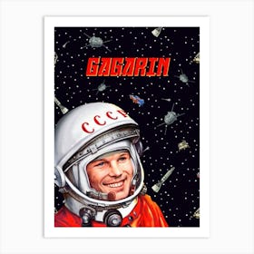 Gagarin — Soviet space art [Sovietwave] Art Print