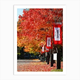 An Autumnal Scene Rich In Fall Foliage Utilizing A Vibrant Red And Orange Color Palette Showcasin (1) 1 Art Print