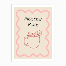 Moscow Mule Doodle Poster Pink & Red Art Print