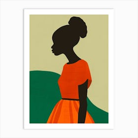 Woman In An Orange Dress Art Print