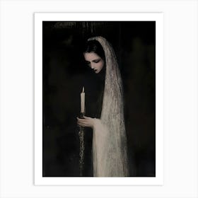 Dark Gothic Woman Holding A Candle Art Print