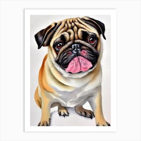 Pug Watercolour Dog Art Print