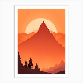 Misty Mountains Vertical Composition In Orange Tone 144 Art Print