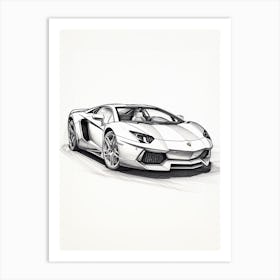 Lamborghini Aventador Line Drawing 13 Art Print