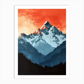 Horizon Hush: Minimalist Peakscape Art Print