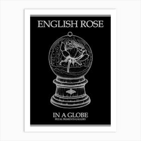 English Rose In A Globe Line Drawing 3 Poster Inverted Art Print