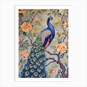 Vintage Peacock Wallpaper Inspired Art Print