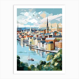 Stockholm, Sweden, Geometric Illustration 2 Art Print