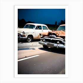 Old Cars On The Road 1 Art Print