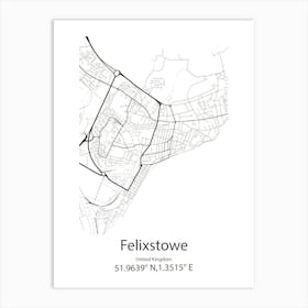 Felixstowe,United Kingdom Minimalist Map Art Print