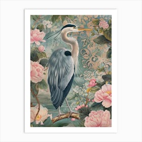 Heron In The Garden Art Print