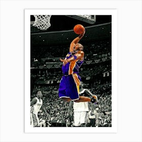 Los Angeles Lakers Kobe Bryant In Action, Dunk Vs Denver Nuggets Art Print