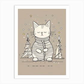 Christmas Cat Art Print